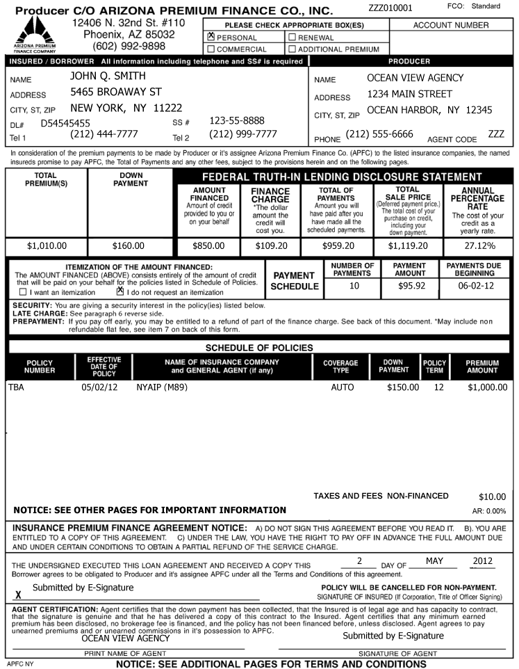 Finance Agreement